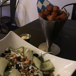 Art bar salad &amp; Sweet Potato Tots