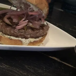 Lamb burger with fries