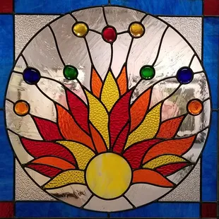 "Sunfire", a stained glass art piece created by Classical Stained Glass