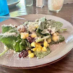 (Pick the small for 3-4 people, if also having pizza) "Amalfi" fresh spinach, walnuts, cranberries, corn, gorgonzola &amp; balsamic vinaigrette