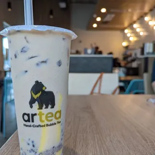 Egg Custard Milk Tea with Red Bean