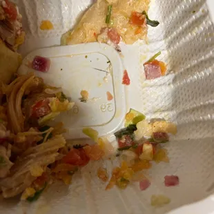 Eyelash under my taco. The long hair was spit out in my sink.
