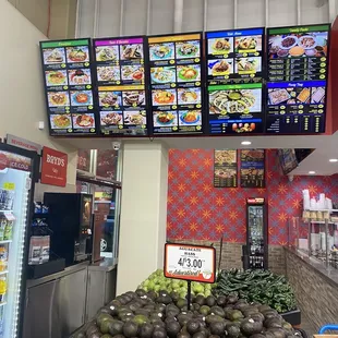 The menu for food.
