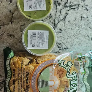 Guacamole, avocado salsa, and chips - you won't regret it