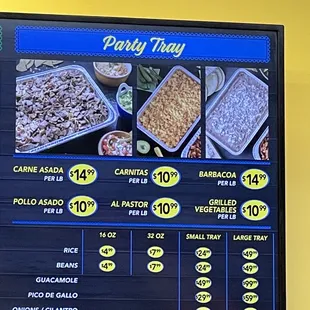 Party tray prices May 2022
