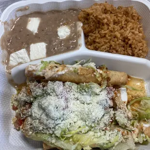 a meal in a styrofoam container
