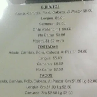 menu