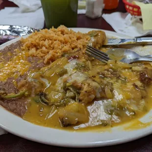 Chili Rellenos in green sauce.
