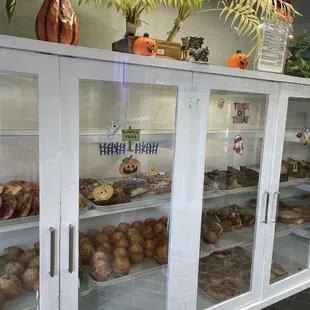 a display case of pastries