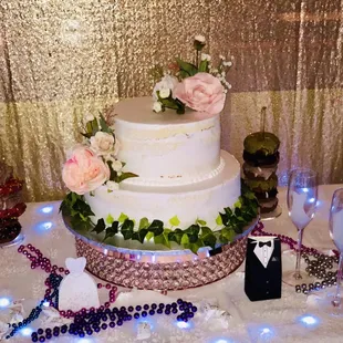 Wedding cake with strawberry filling