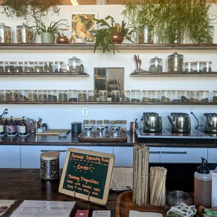a display of teas and herbs