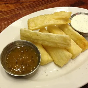 Yucca fries. Standard but dipping sauces were meh.