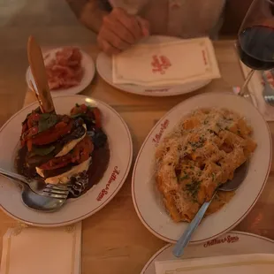Eggplant Stack alla Arturo&apos;s &amp; Spicy Rigatoni alla Vodka