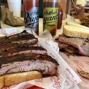 Half slab and brisket sandwich ..