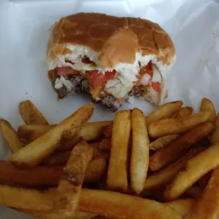 Sally burger and fries