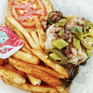 a sandwich and french fries