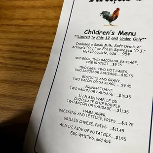 2024 Kids Menu