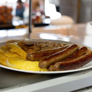 Sausage and eggs and potatoes