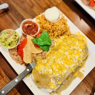 Breakfast burrito , green sauce