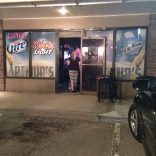 the entrance to the restaurant