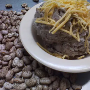 a bowl of beans and cheese