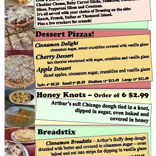 23 Salad, Desserts, Knots and Breadstix Menu