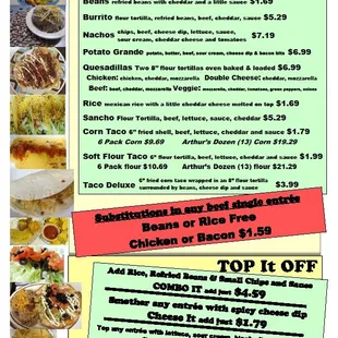 23 Mexican Entrée Menu