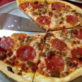 Pizza 3 tacos 4.  Not bad pizza but ok.  Tacos were pretty good! Fresh ingredients! Not real spicy