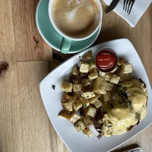 Spinach and mushroom Benedict