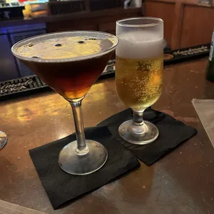 Espresso Martini and Peroni