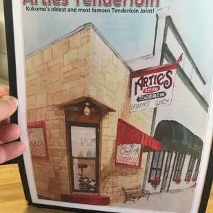 Front (or back) of the menu.