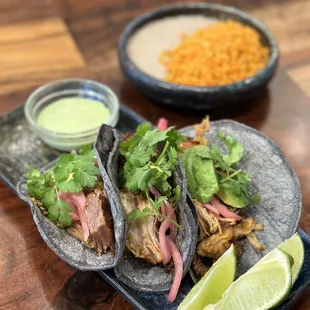 Blue corn tortilla Pork Taco