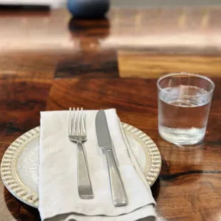 Silverware at bar seat