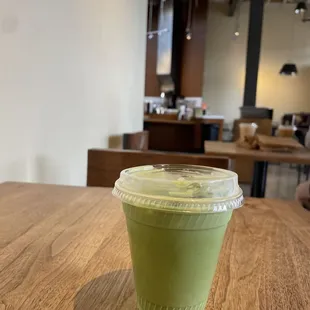 iced matcha latte with oat milk