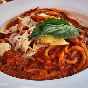 Bucatini Bolognese with a little too much cream