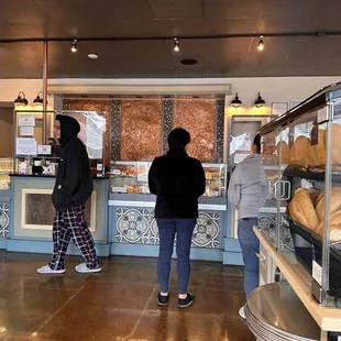 Display cases full of sweet breads and goodies
