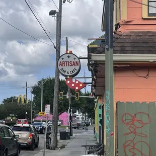 sign outside the bar. ZERO PARKING.
