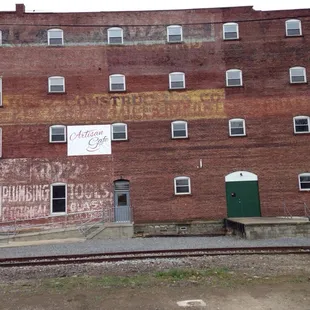 Side entrance of the cafe located in a renovated 19th century building.