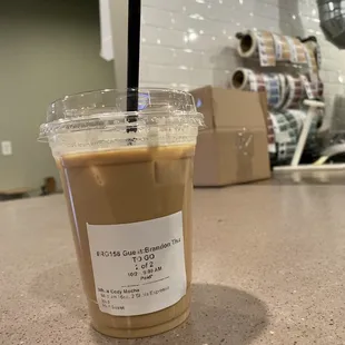 a cup of coffee on a counter