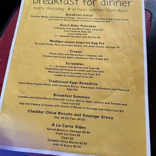Breakfast for Dinner Thursday night