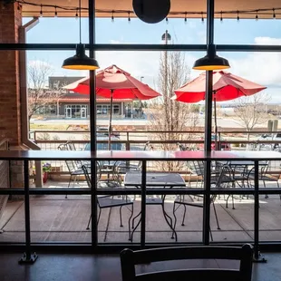 a view of a patio from a restaurant