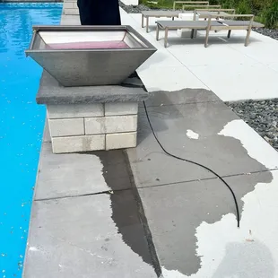 Broken pipe in water feature