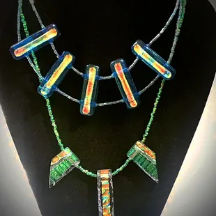 glass fused necklace by Mary lou Anderson copyrighted