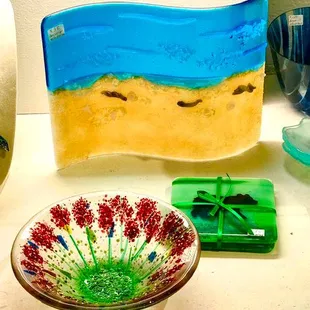 glass fused art work by Mary lou Anderson copyrighted