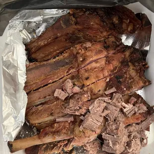 Ribs and Brisket falling off the bone and full of smoked flavor