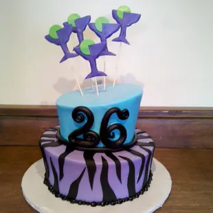 a purple and blue cake