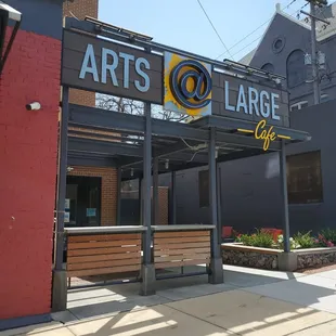 the entrance to a cafe