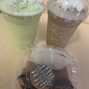 two desserts in plastic containers