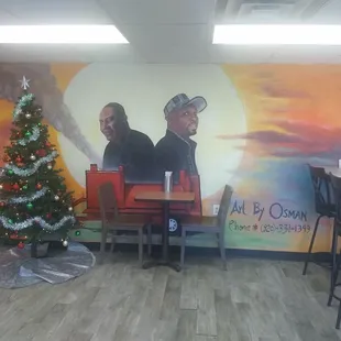 Christmas spirit at Art's BBQ restraunt.