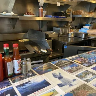 Prep area... husband and wife team are skinny as can be and hustle together behind the counter! Delicious and tasty food!!!